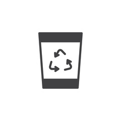 Recycle bin icon vector, filled flat sign, solid pictogram isolated on white. Trash symbol, logo illustration.