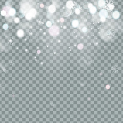 Falling Christmas Shining beautiful snow isolated on transparent background. Snowflakes, snowfall. snowflake vector. illustration