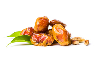 Khalas dates isolated on white background