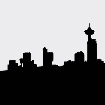 Skyline silhouette of the city of Niagara Falls, Ontario, Canada.