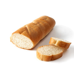 Fresh crispy baguette french pastry isolated on white background isolated