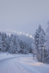 Obraz premium Snowy mountain road