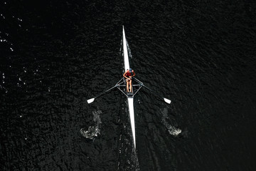 Kayak race view from above, concept competition, championship