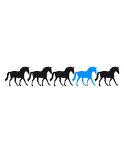 be different anders besonders cool viele 9 reihe muster design silhouette schwarz umriss pferd pony reiten schnell pferdchen klein spaß schnell comic cartoon reiter schön süß niedlich