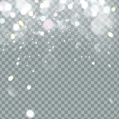 Falling Christmas Shining beautiful snow isolated on transparent background. Snowflakes, snowfall. snowflake vector. illustration
