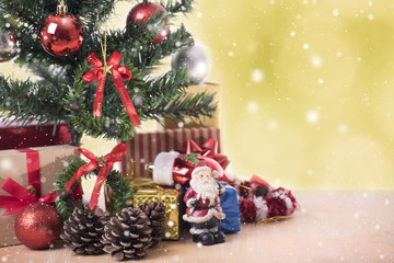 Christmas tree with decorations and bokeh background. for Happy New Year 2018