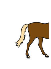 Obraz premium arsch hinten halb hälfte kopf laufen gehen pferd pony reiten schnell pferdchen klein spaß schnell comic cartoon reiter schön süß niedlich