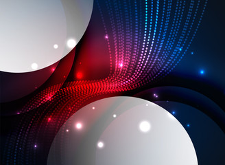 Glowing wave created with particles on dark color background