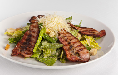 Caesar Salad with grilled flank, Cheese and Croutons