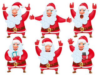 new year christmas set of santa claus cartoon character