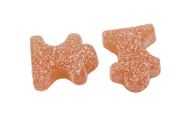 two sweet jelly candies in the form of puzzles