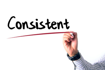 Business concept handwriting marker and write consistent isolated on white. Business quote