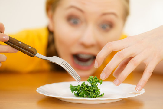 Shocked young woman being on diet