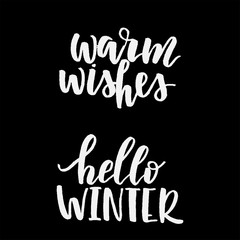 Hello winter, stay warm lettering