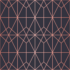 Luxury geometric pattern. Seamless Vector Lines. Trendy Copper Look.