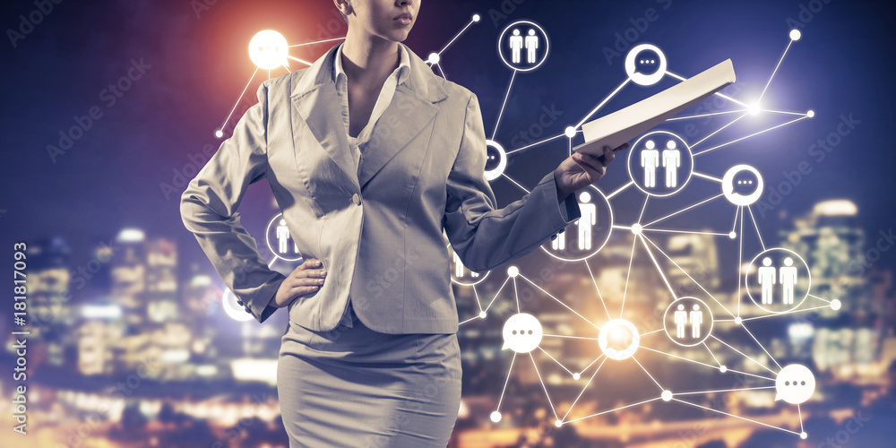 Aufkleber concept of modern business networking that connect and cooperate