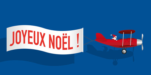 noël - père noël - avion - banderole - carte de vœux - joyeux noël - concept - humour - bannière