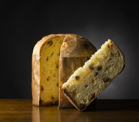 Christmas cake on the wooden table