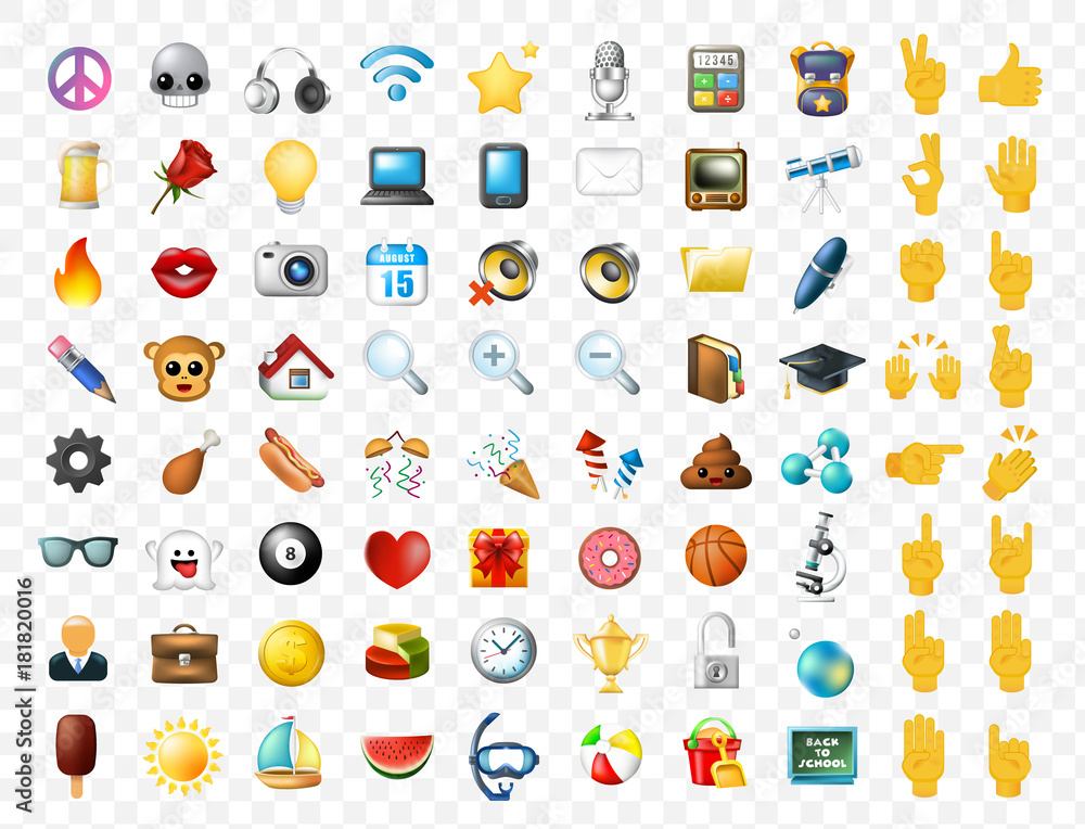 Poster set of realistic cute elegant multimedia and interface icons on transparent background . isolated ve
