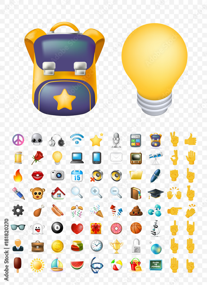 Poster set of realistic cute elegant multimedia and interface icons on transparent background . isolated ve