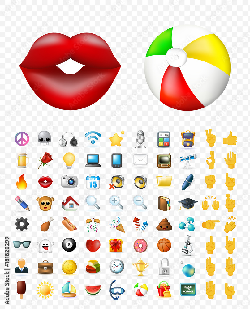 Poster set of realistic cute elegant multimedia and interface icons on transparent background . isolated ve