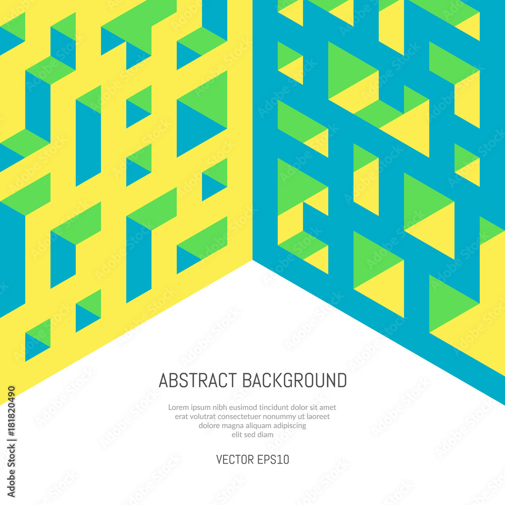 Poster Abstract isometric background of geometric shapes. Three-dimensional forms.