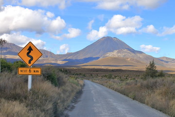 Gravel road leading to tongariro national park