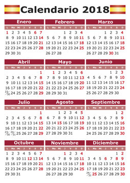 Calendario 2018 vertical