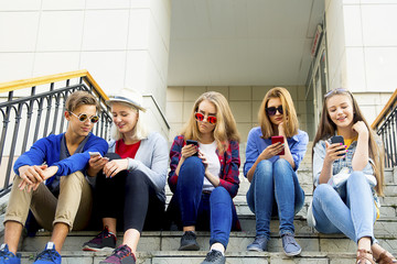 Fototapeta premium Teenagers walking outside