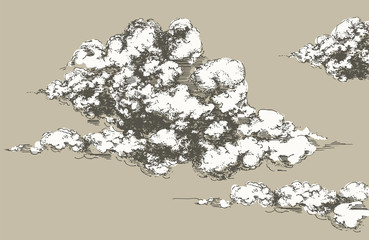 Engraving of clouds.  old illustration.