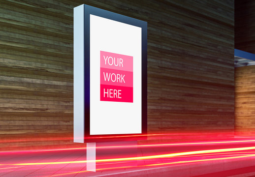 Lighted Billboard Mockup with Timelapse Traffic Effect