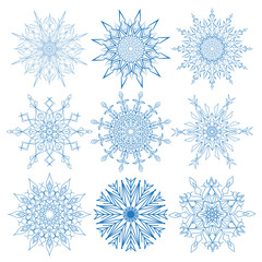 Set of Christmas snowflakes.  Circular ornament  