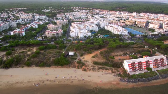 El Portil y Nuevo Portil (Huelva, Andalucia)  desde el aire. Video aereo con drone