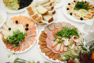 Catering buffet table with delicious food service restaurant