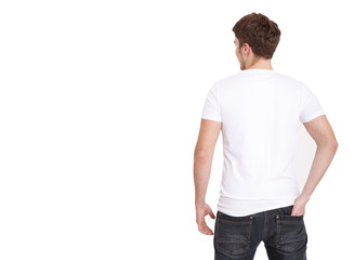 T-shirt template. Front and back view. Mock up isolated on white background.