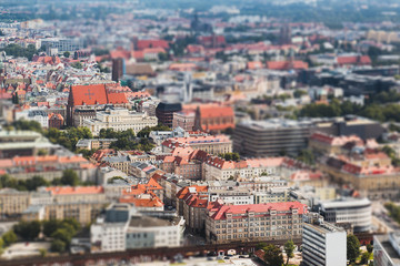Panorama of the old town, Wroclaw, tilt-shift effect
