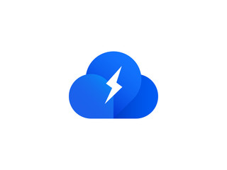 Energy cloud vector icon. Blue cloud icon isolated on white