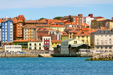 Naklejka na ściany i meble View of Gijon in Asturias, northern Spain, and the Cantabric sea.