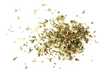 Dry leek pile isolated on white background