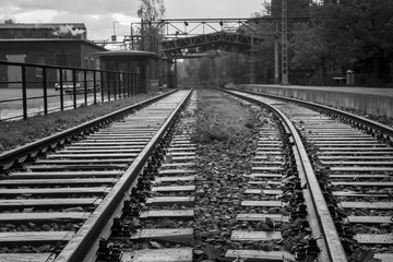 Old railway in Landschaftpark Duisburg Nord in the ruhr region