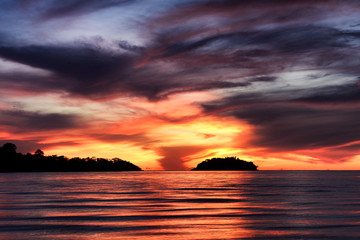 Fototapeta na wymiar Scenic view of island during sunset at Chang island Thailand