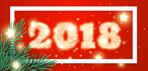 2018 New Year background with Christmas tree