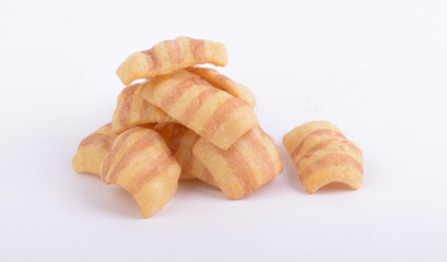 Potato chips isolated on white background (potato crisps)