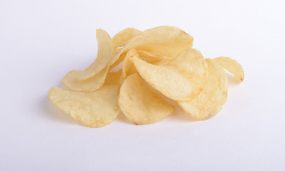 Potato chips isolated on white background (potato crisps)