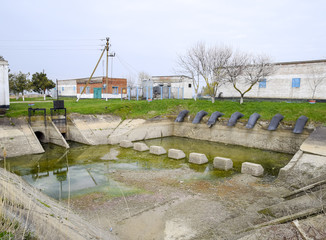 Water pumping station of irrigation system of rice fields.