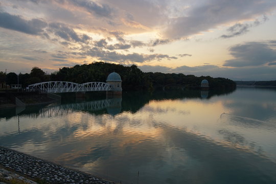 Murayama Reservoir or Tama Lake at dusk
