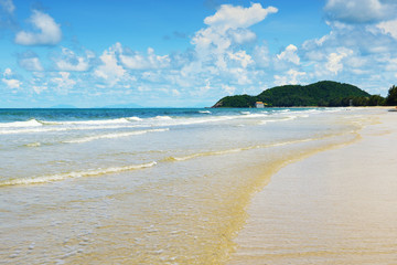 Clean and white wave on the beach in Thailand sea
