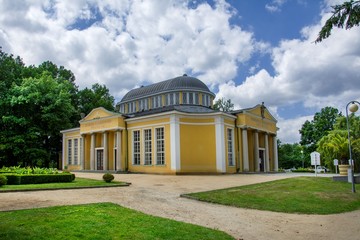 Hall of mineral water springs Glauber - small spa town Frantiskovy Lazne (Franzensbad) in west part...