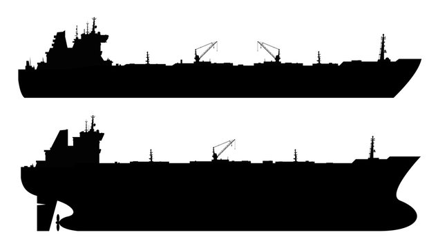 Set of 2 oil tankers isolated white background.  illustration