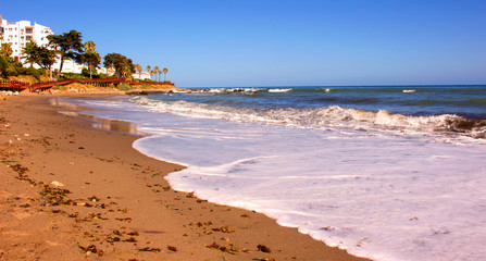 Fototapeta na wymiar Beach. Summer beach view. Costa del Sol, Andalusia, Spain.